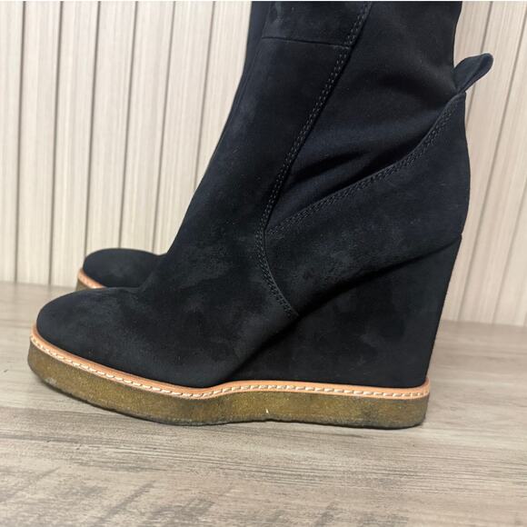 Veronica Beard Andora Knee-High Wedge Boot in Black Size 5.5M - Picture 4 of 16
